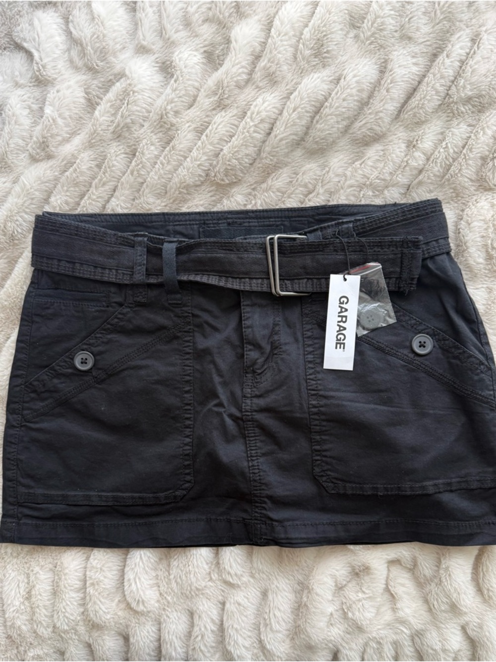 Garage Women's Black Utility Mini Skirt with Belt
